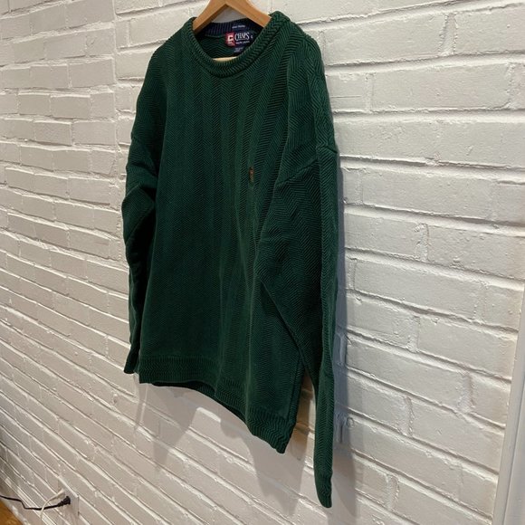 Vintage Chaps Ralph Lauren Hand Framed Green Pullover Crewneck Sweater Men's XL - Picture 3 of 8
